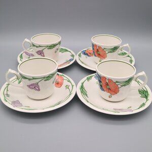 Villeroy and Boch Amapola Coffee Cup and Saucer, West Germany #1748 Poppies